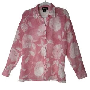 BAILEY 44 Shirt Top Women's Small‎ Pink Long Sleeve Sheer Floral Button Front